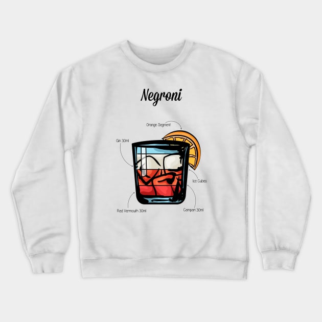 Negroni Cocktail Recipe Crewneck Sweatshirt by HuckleberryArts